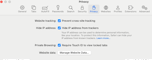 Mac Settings under the Privacy tab.