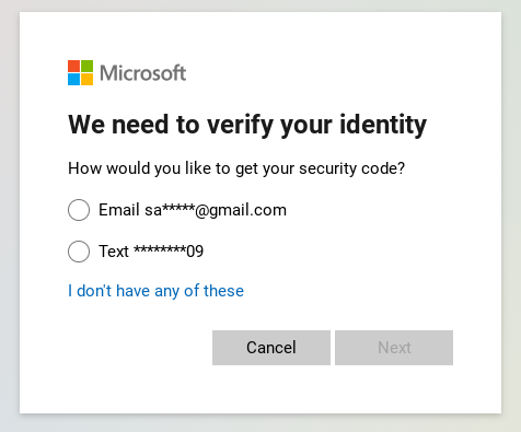Microsoft verification pop up