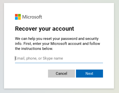 Microsoft tool for recovering your account