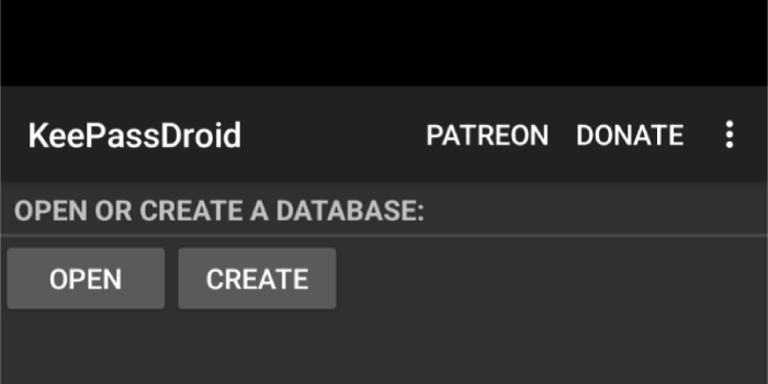 KeePassDroid Home Screen