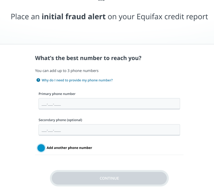 Add your primary and secondary phone numbers