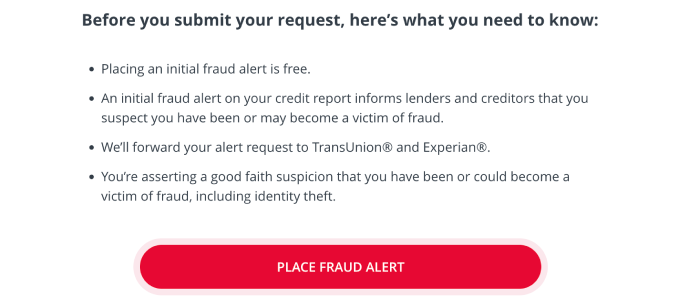 Confirm your information and place the fraud alert