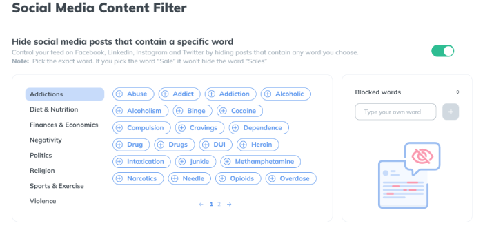 Poper Blocker's social media filter