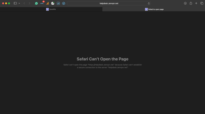 Safari loading page error