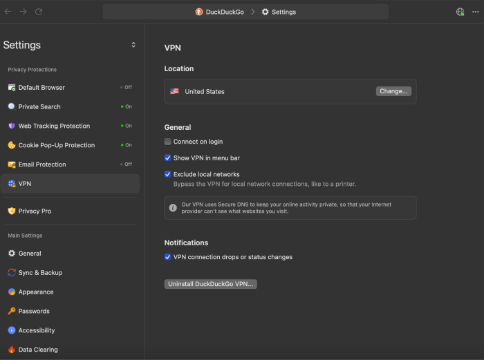 DuckDuckGo Privacy Pro VPN features