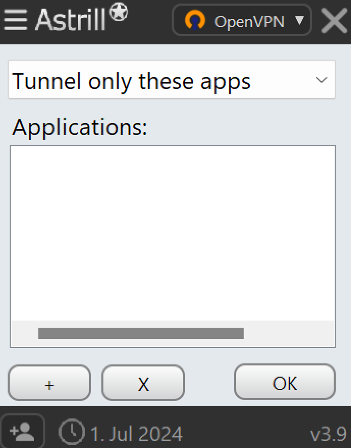 Astrill VPN split tunneling 
