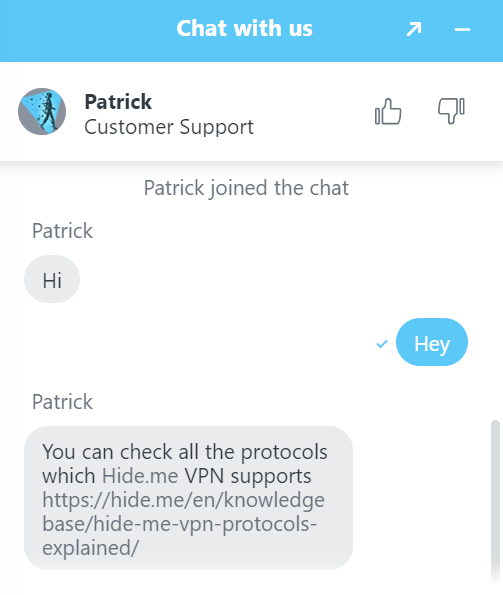 hide.me VPN's live chat