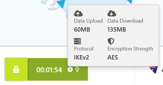 hide.me VPN's server information hover