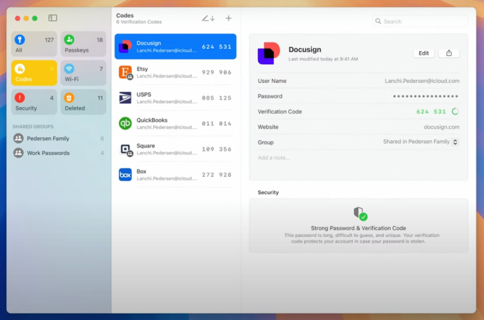 Apple authentication codes are built right into the new Passwords app