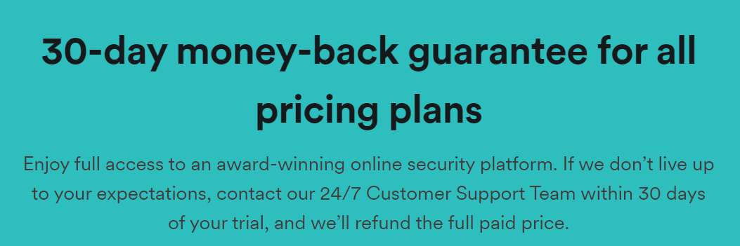 Example of a VPN’s money-back guarantee