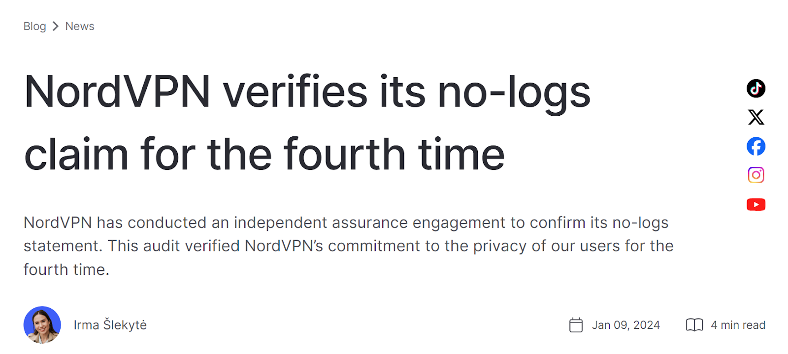 Example of a VPN audit announcement