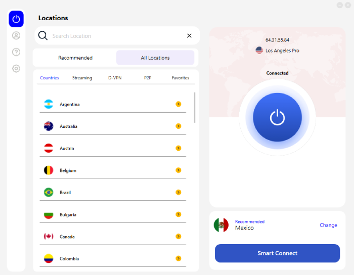 FastestVPN main dashboard screen. 