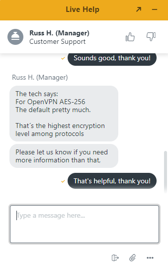 A live chat with StrongVPN support.