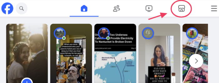 Navigating to Facebook Marketplace on desktop