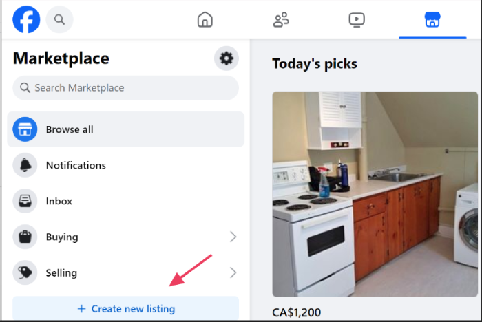 Creating a new listing on Facebook Marketplace desktop