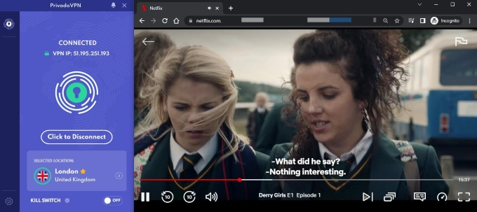 PrivadoVPN unblocks Netflix and other geo-restricted content