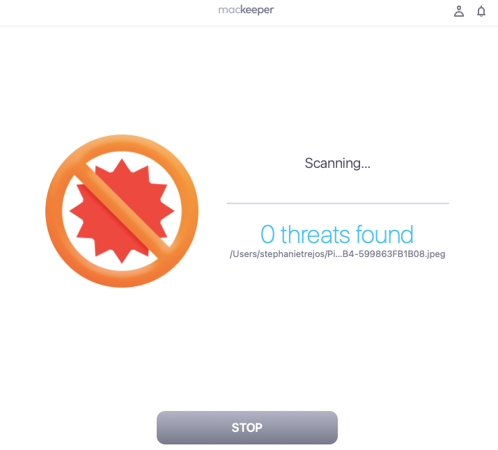 MacKeeper in the process of running a scan. 