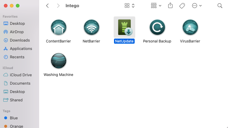 Finder folder of Intego apps. 