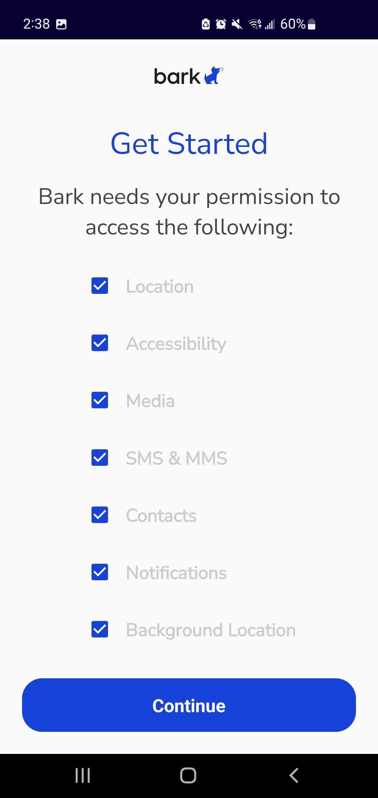 Bark app phone permissions