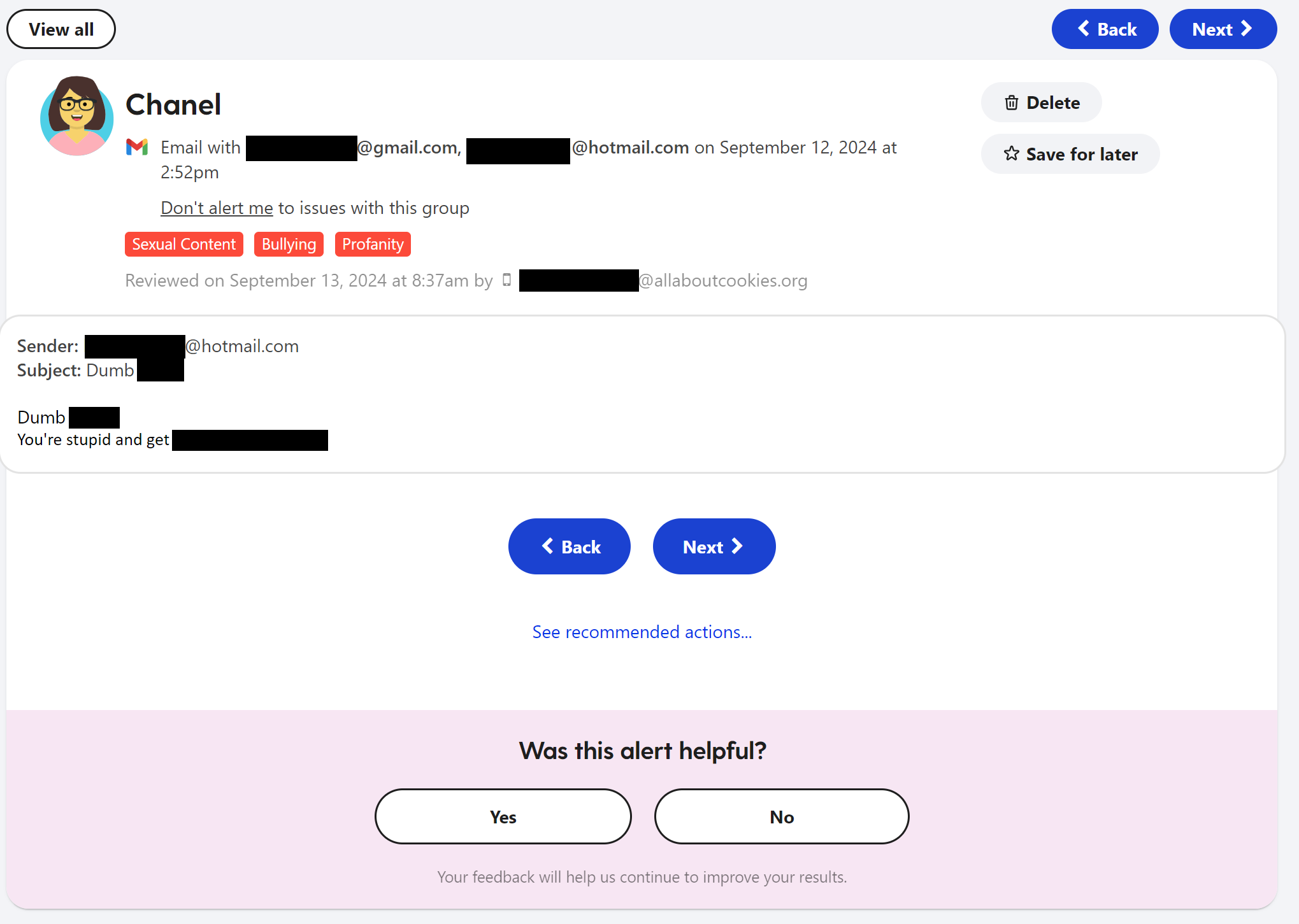 Bark Gmail account monitoring alert