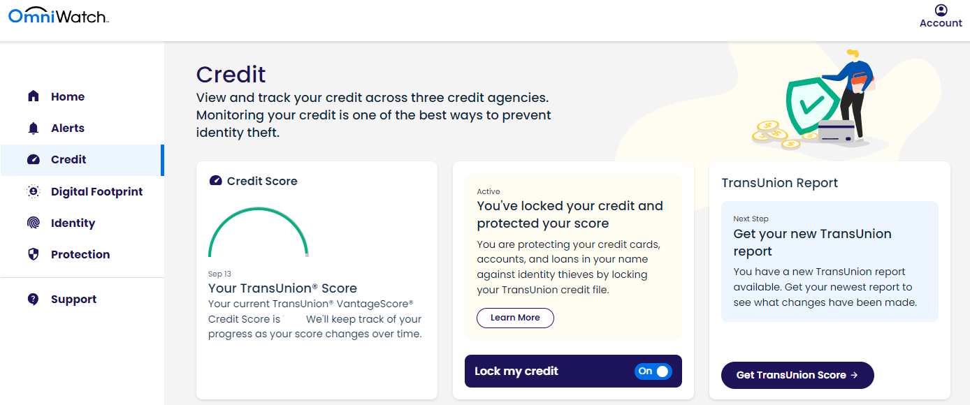 OmniWatch dashboard open on credit tab