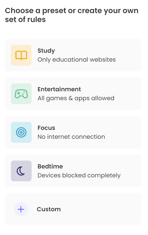 Qustodio routine options