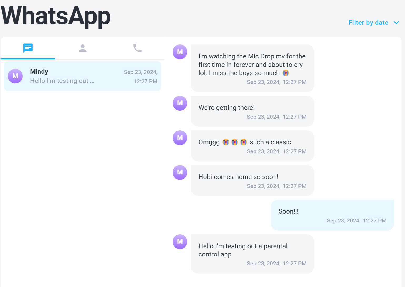 mSpy WhatsApp conversation monitoring