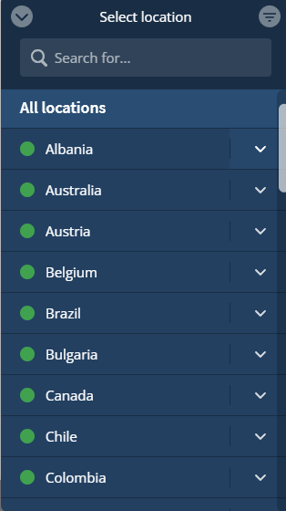 Mullvad list of server countries