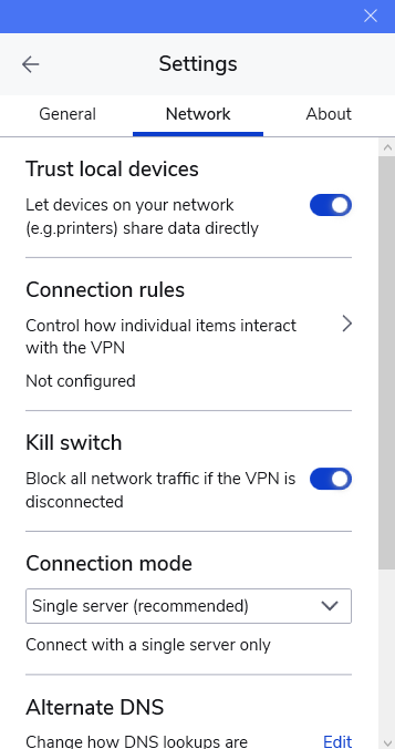 Malwarebytes Privacy VPN settings