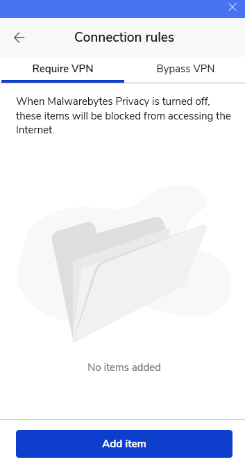 Malwarebytes Privacy VPN's Connection rules