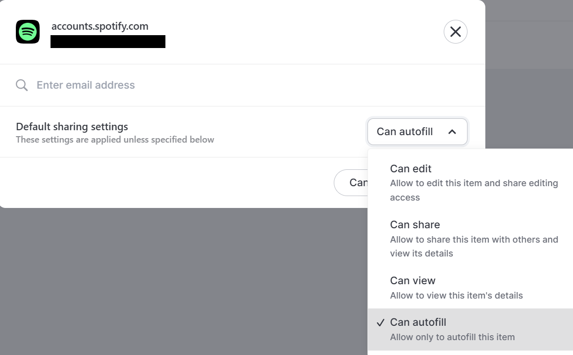 NordPass password sharing options