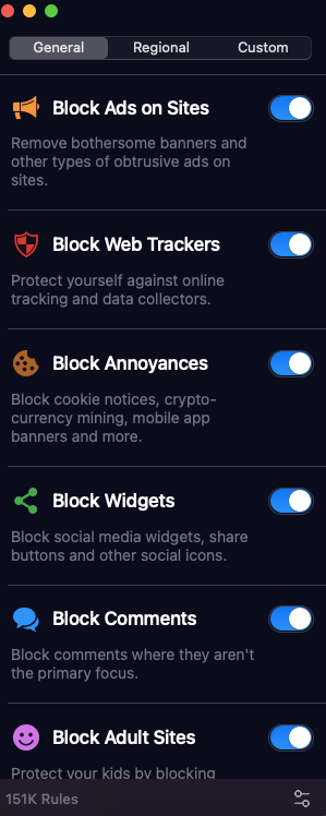 1Blocker list of general filters