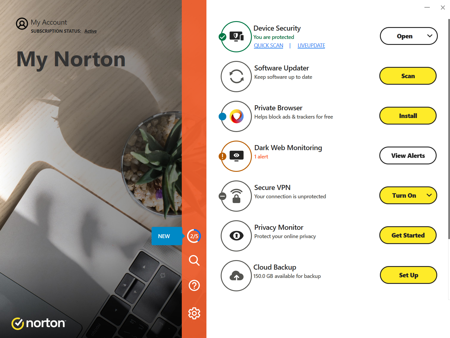 My Norton features.