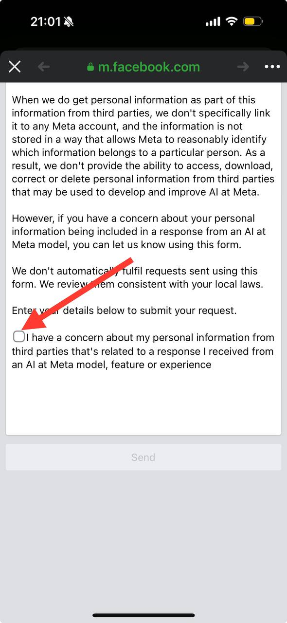 Meta AI concerns opt out on Facebook