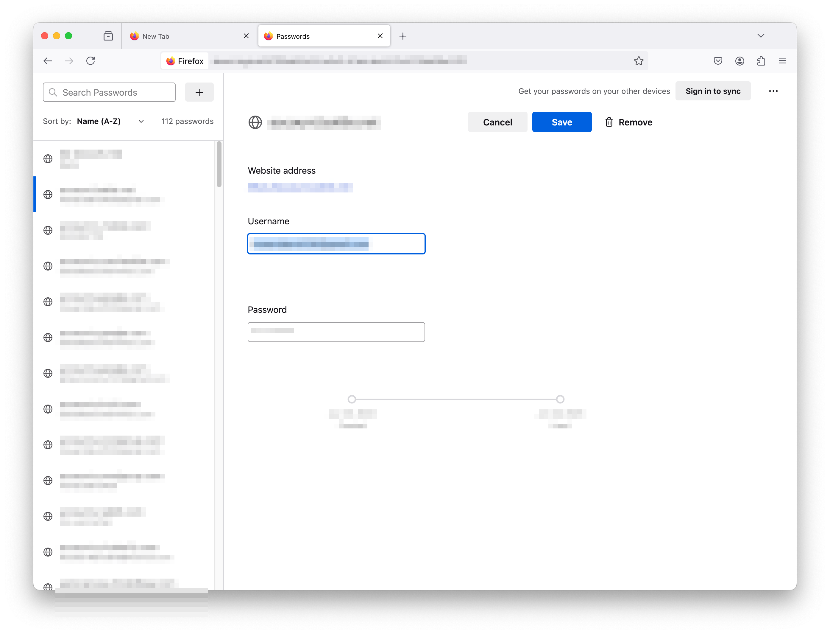 Change passwords on Firefox