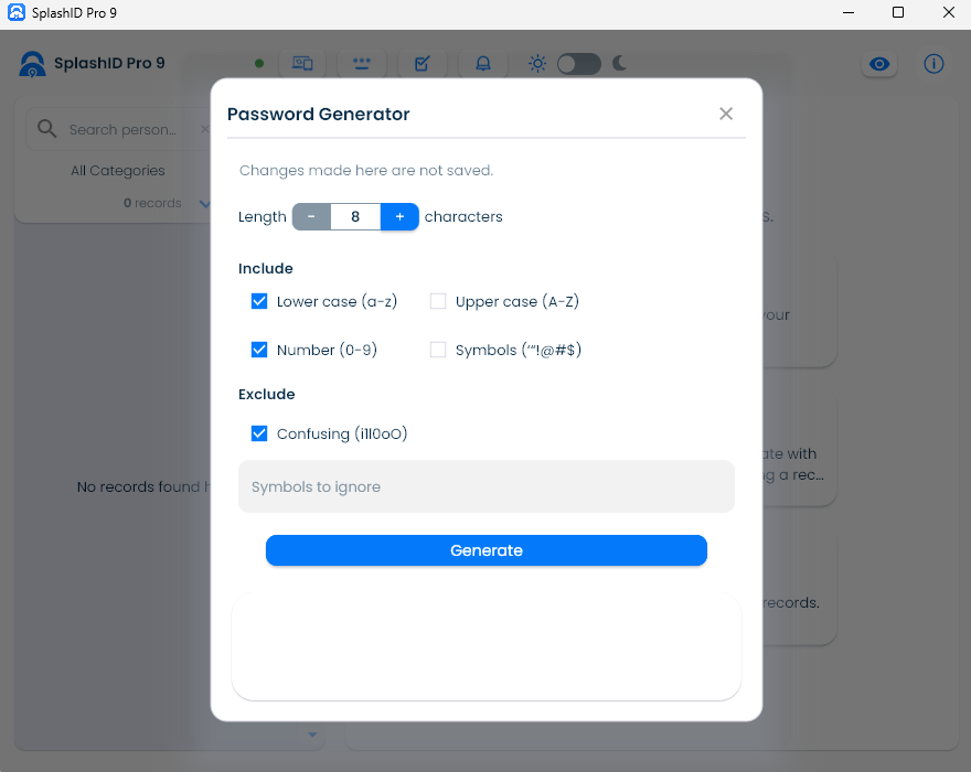 SplashID password generator