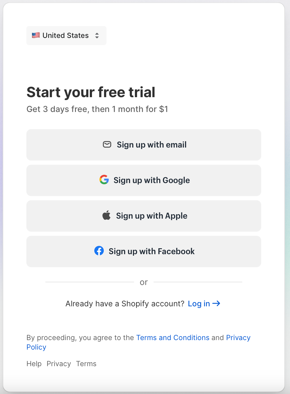 Shopify free trial then discounted first month 