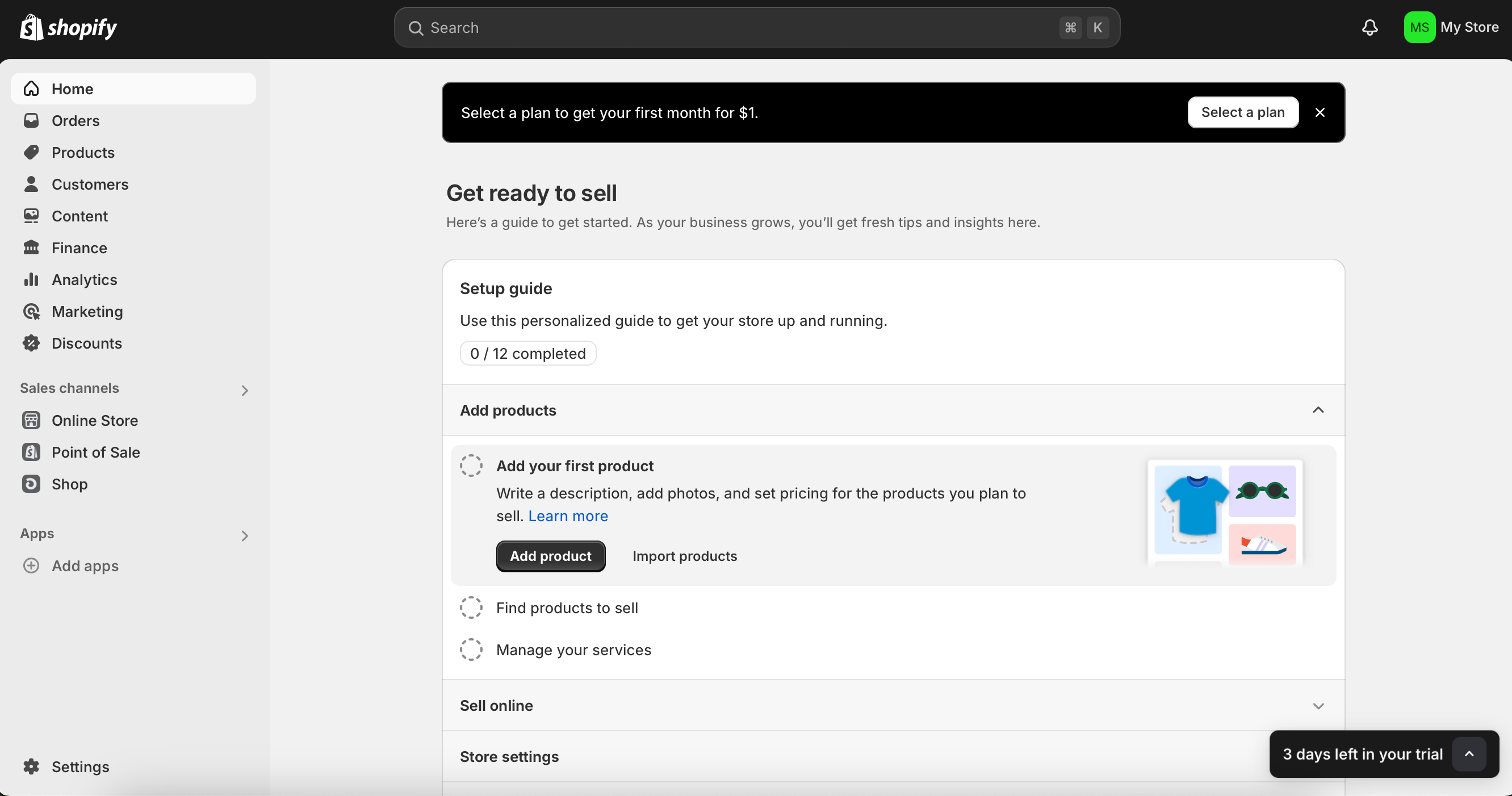 Shopify main seller's dashboard screenshot for All About Cookies Shopify review