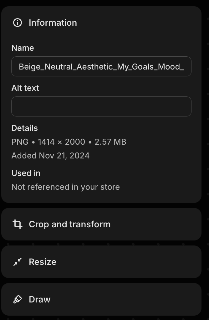 Screenshot of Shopify media editor for All About Cookies Shopify review