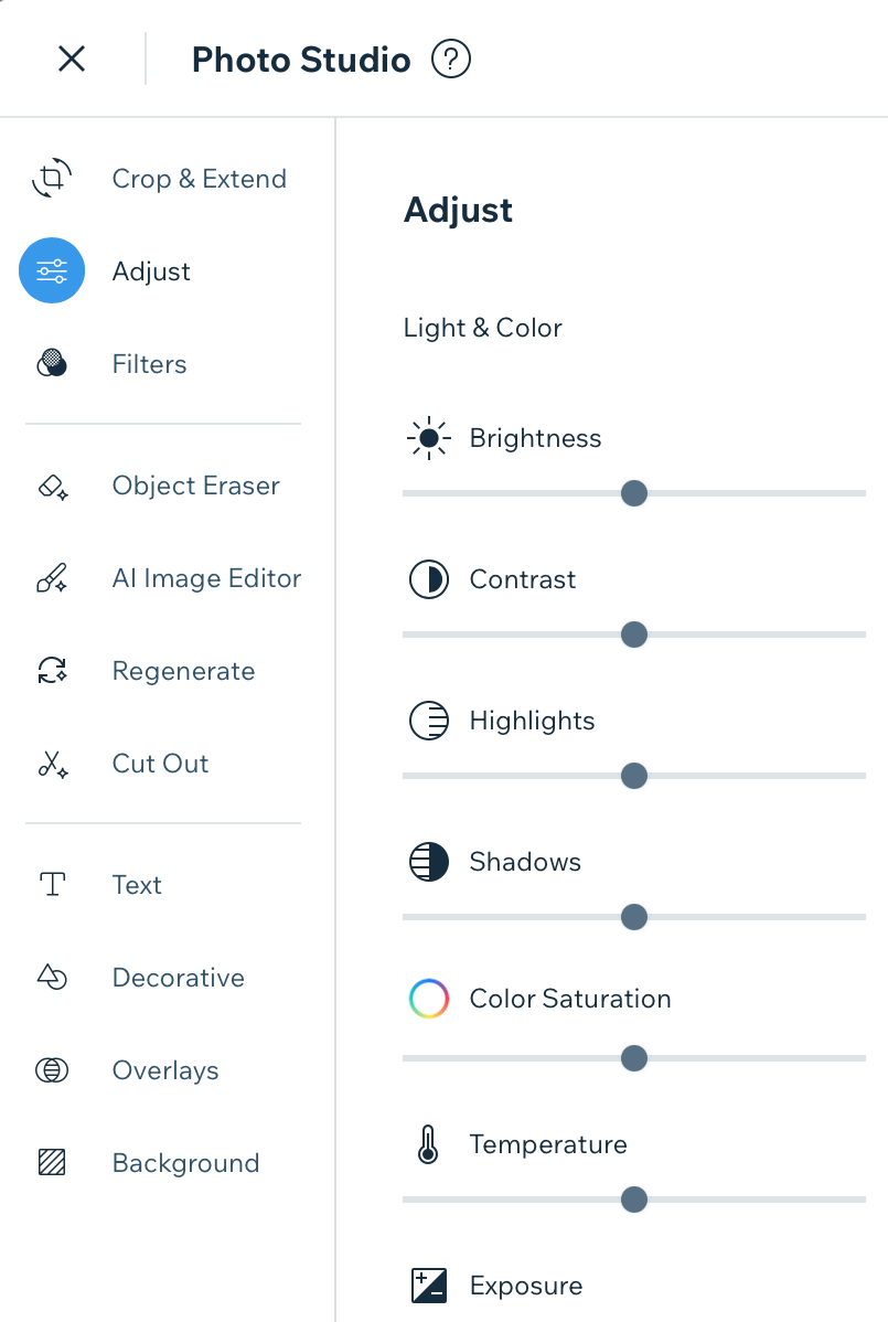 Wix photo editing tools screenshot for All About Cookies Wix review