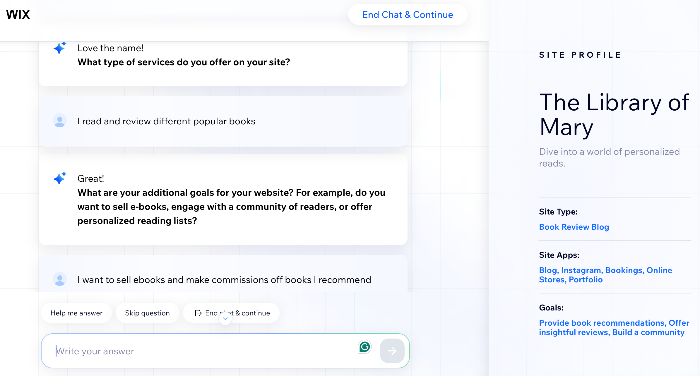 Wix AI website setup for All About Cookies Wix review