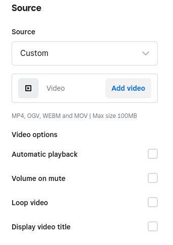 Square Online custom video options.