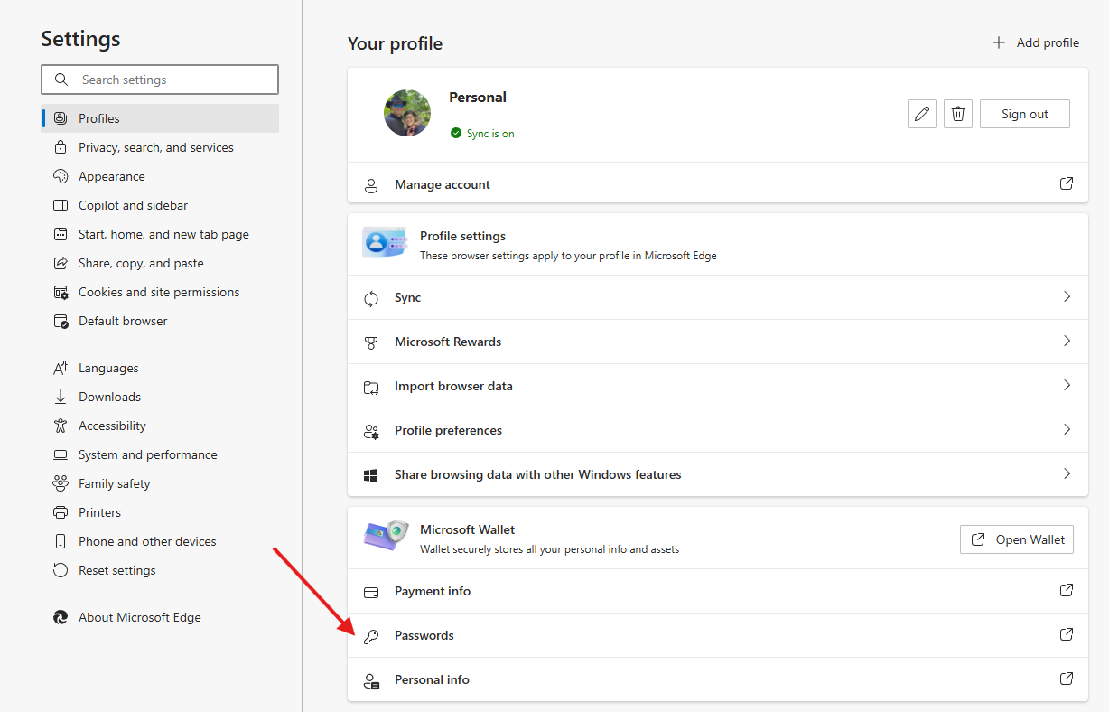 Access saved passwords on Microsoft Edge