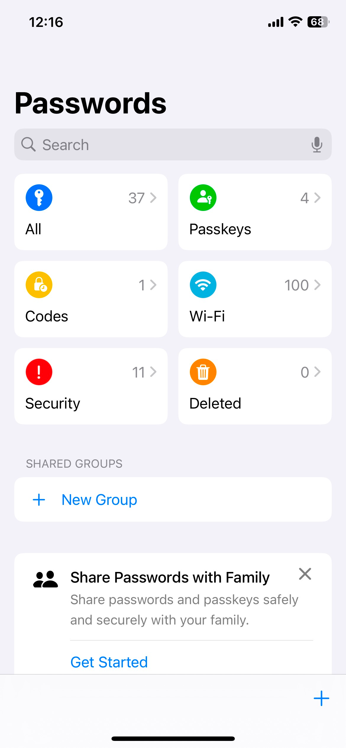 Screenshot of Apple iOS 18 Passwords app passwords vault