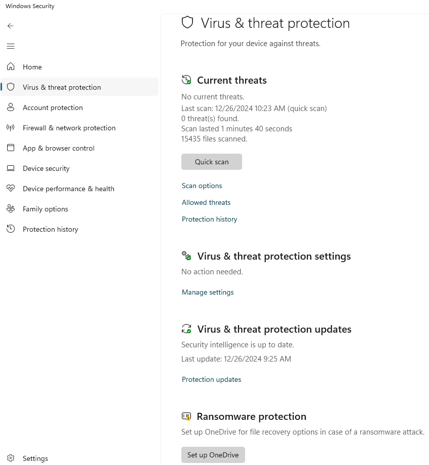 Microsoft Defender Antivirus Quick Scan 