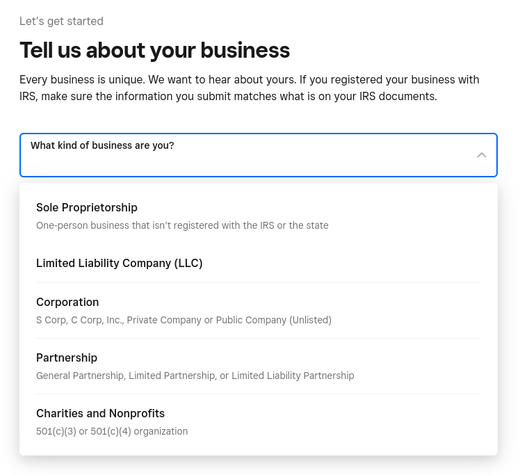 Square Online set up questions consider all business types