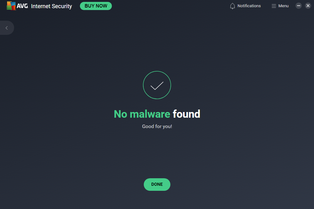 AVG Deep Scan results (no malware found)