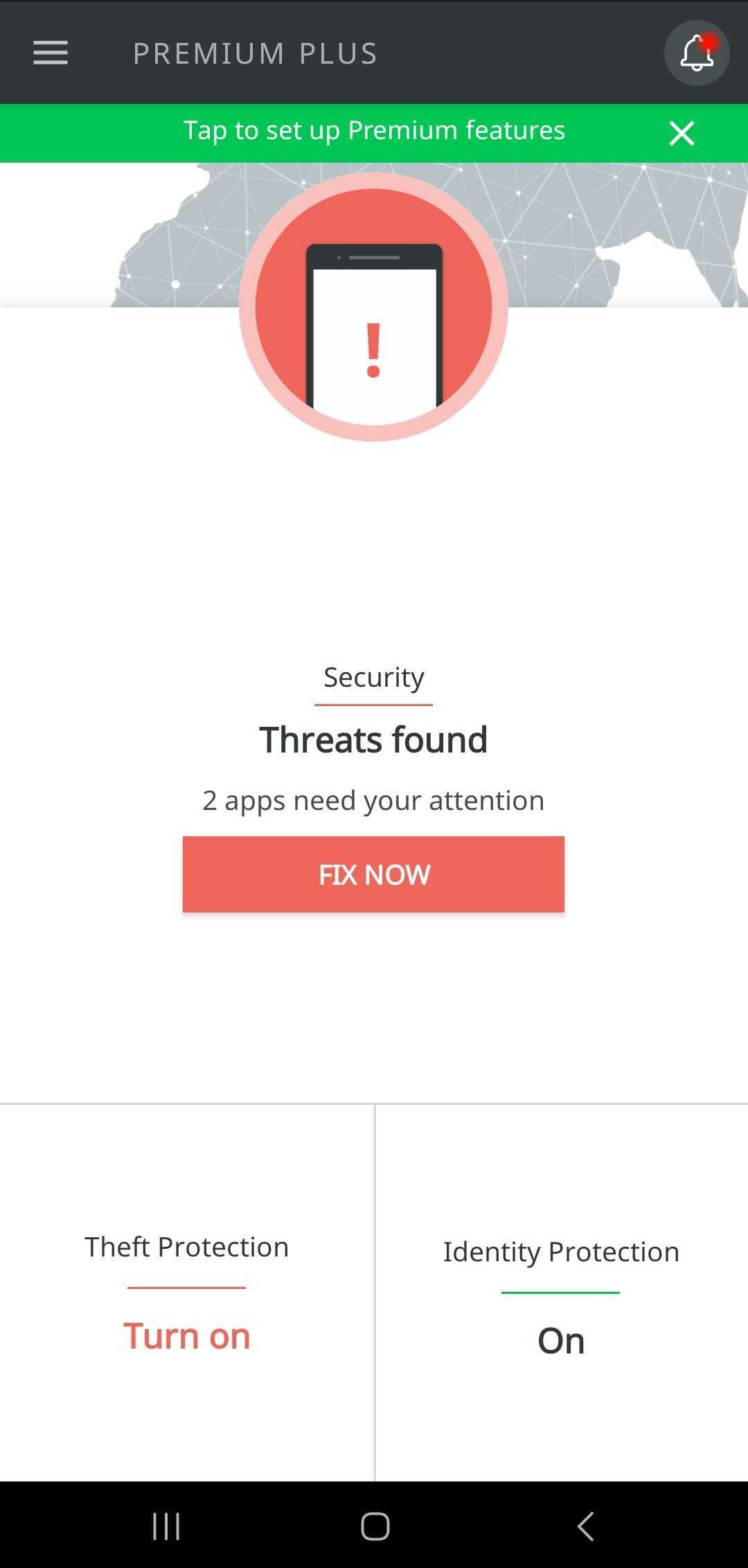 F-Secure Mobile Security app flagging threats found that need attention