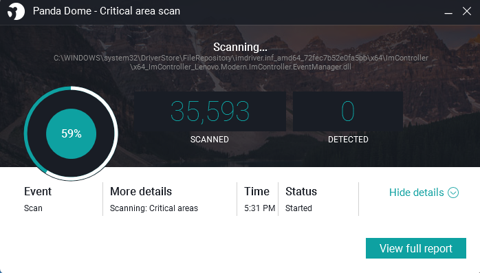 Panda Dome in the process of a critical area scan