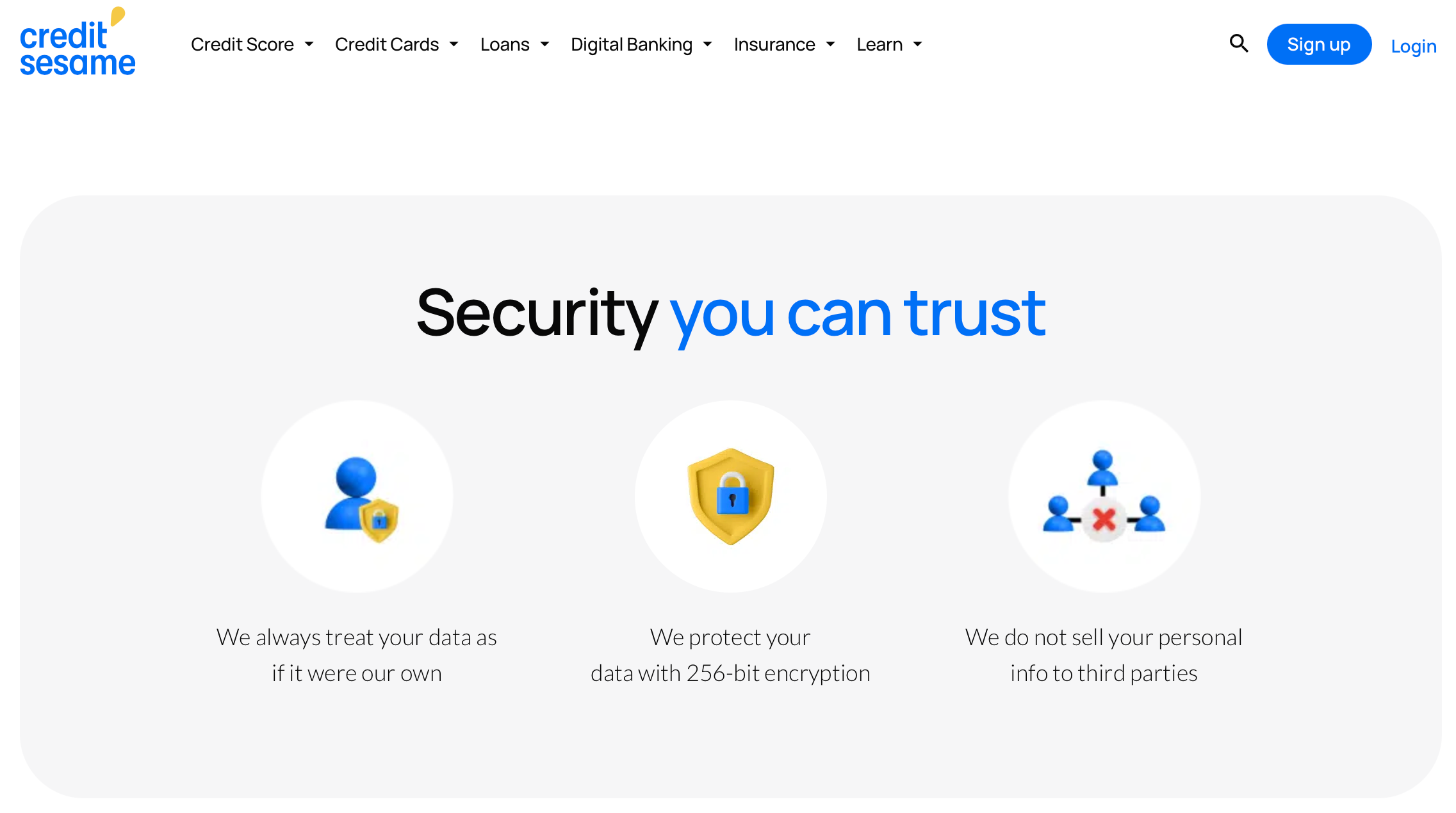 Credit Sesame is secure and doesn't sell your data to third parties
